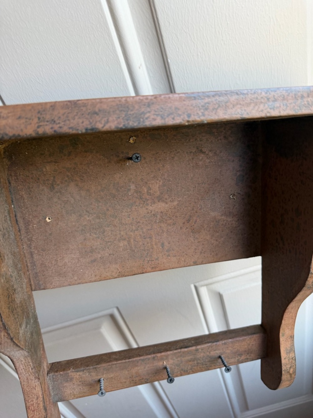 Vintage Rustic Wooden Wall Shelf - Brown - Picture 6 of 7